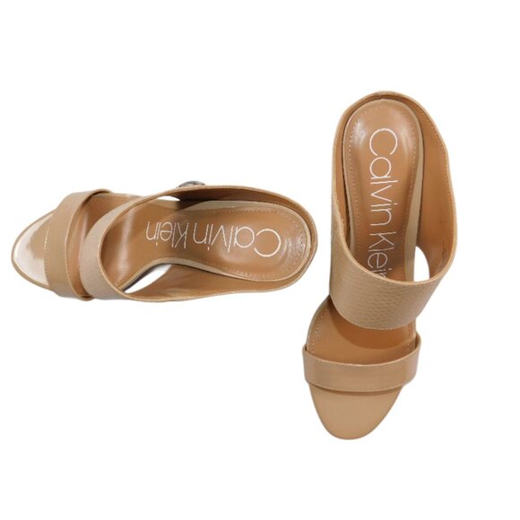 Calvin Klein Nude KCLORINDA Heeled Sandal Mules Size 9M Snakeskin - Picture 5 of 11